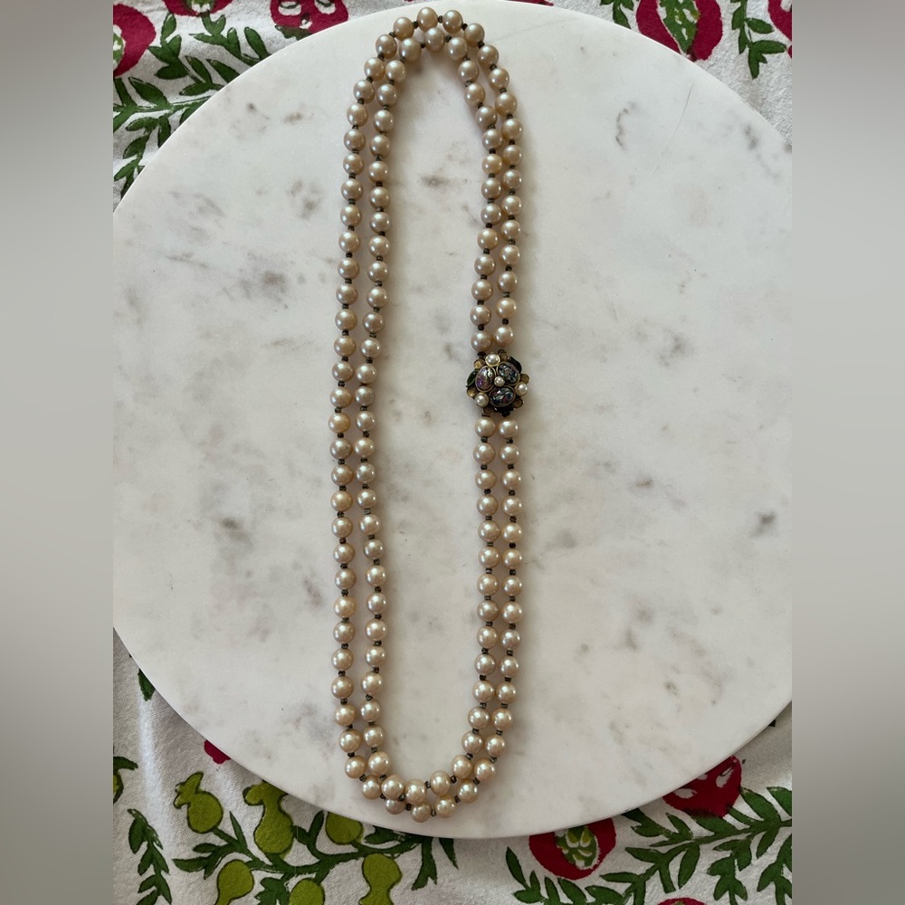 Antique Double Strand Faux Pearl Necklace